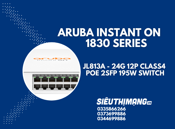 Aruba Instant On JL813A 1830 24G 12p Class4 PoE 2SFP 195W Switch | HPE