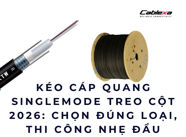 kéo cáp quang singlemode treo cột kéo cáp quang singlemode treo cột