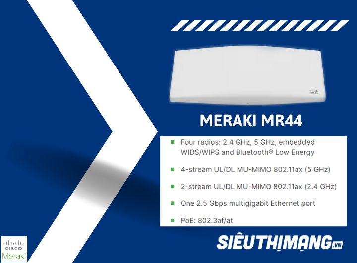 Meraki MR44-HW | Wi-Fi 6 Wireless Indoor Access Points Giá Tốt Số.1️⃣ 
