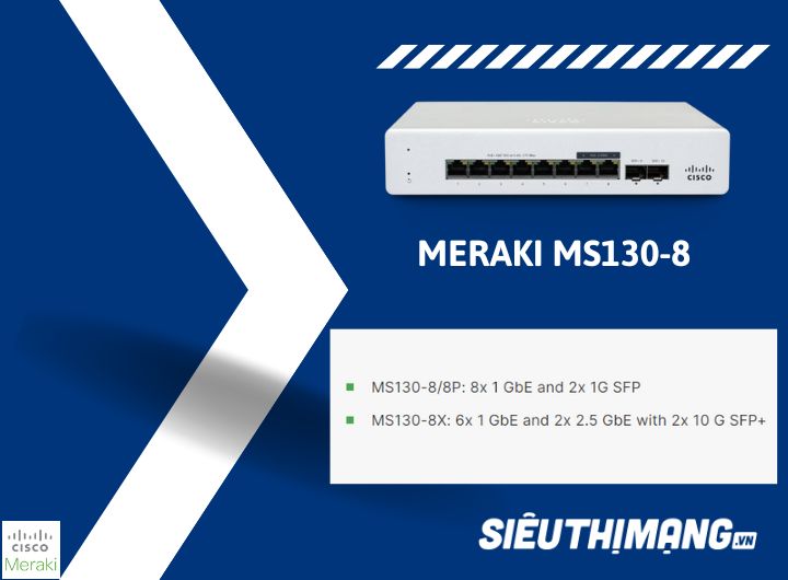 Meraki MS130-8 | MS130-8-HW | MS130-8P-HW |  MS130-8X-HW Compact Switches | Cloud Managed Switching for the Small Branch