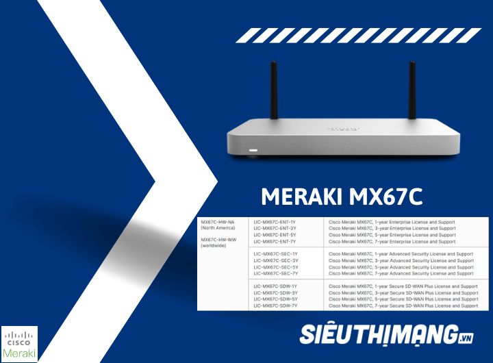 Meraki MX67C LTE Router/Security Appliance MX67C-HW-WW