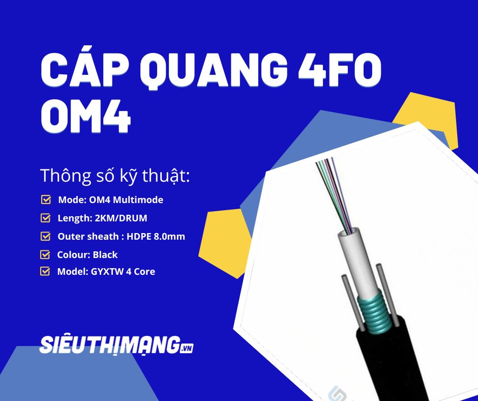 Cáp quang Multimode 4FO OM4 Cáp quang Multimode 4FO OM4