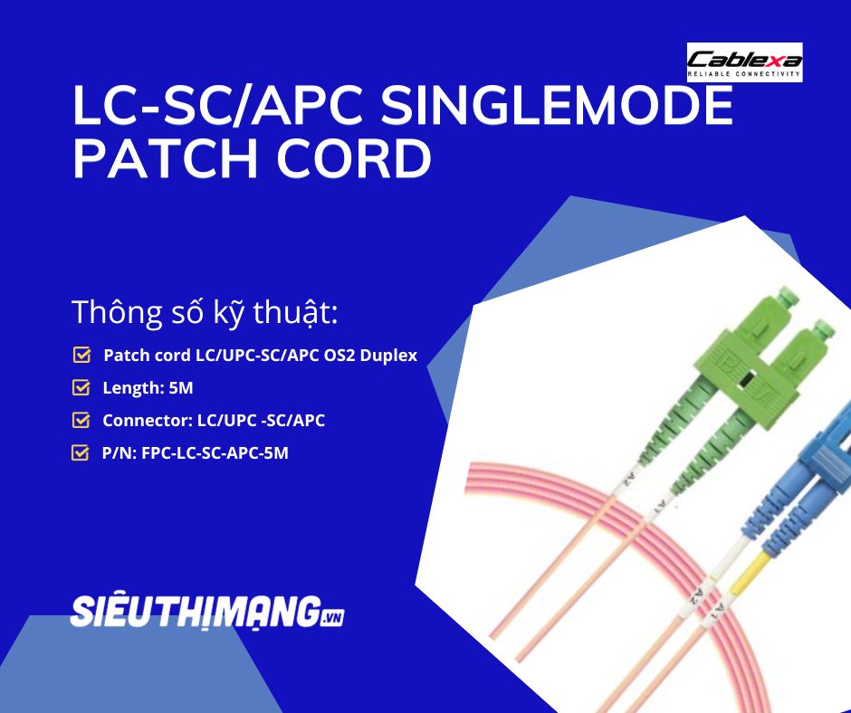 Dây nhảy quang Singlemode LCUPC-SCAPC OS1 OS2 Dây nhảy quang Singlemode LCUPC-SCAPC OS1 OS2