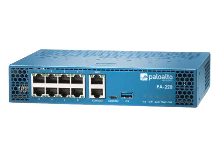 Hình ảnh mô tả các cổng mặt trước của Palo Alto Networks PA-220